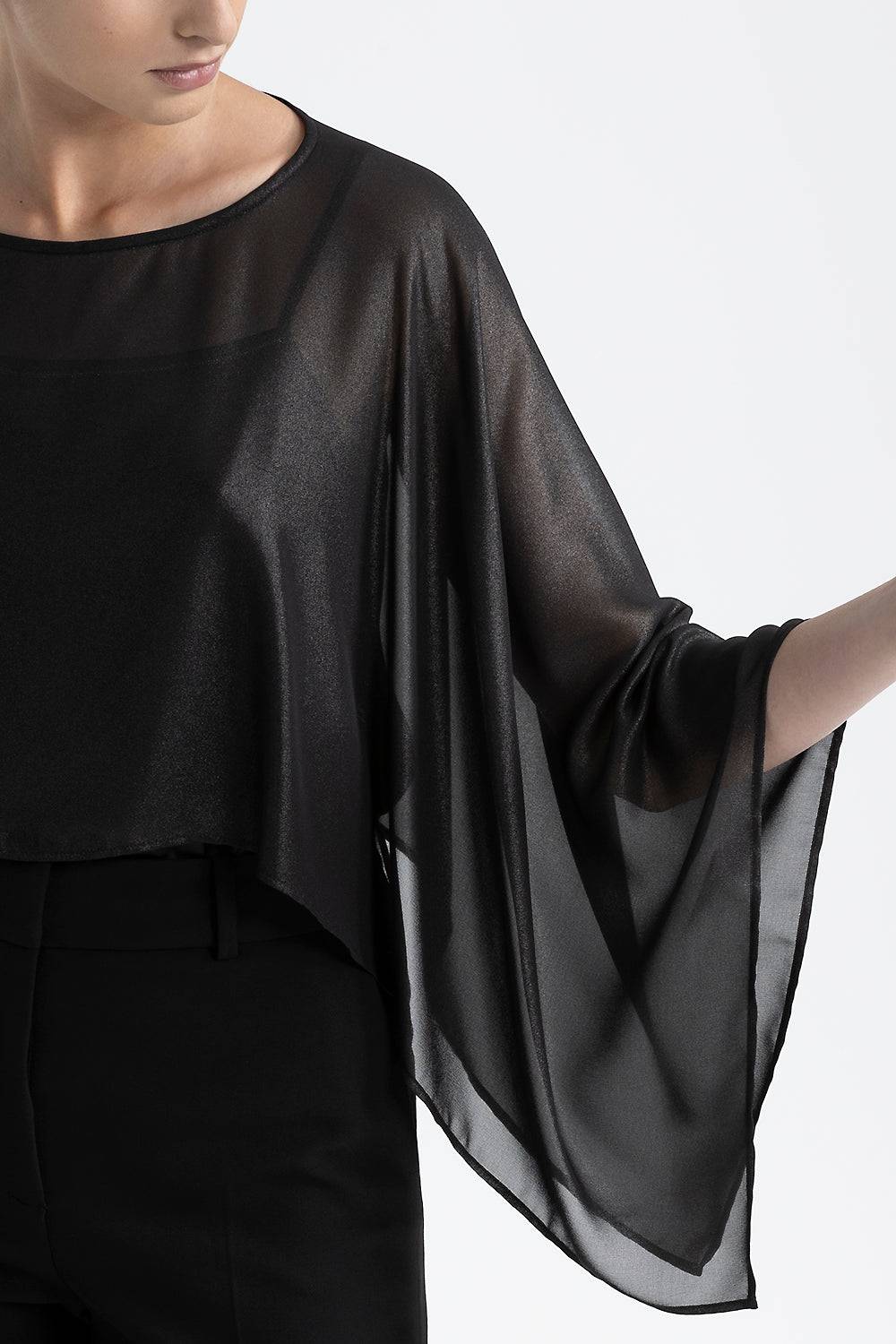 Peserico Poncho georgette laminata effetto bagnato Prezzo Ridotto