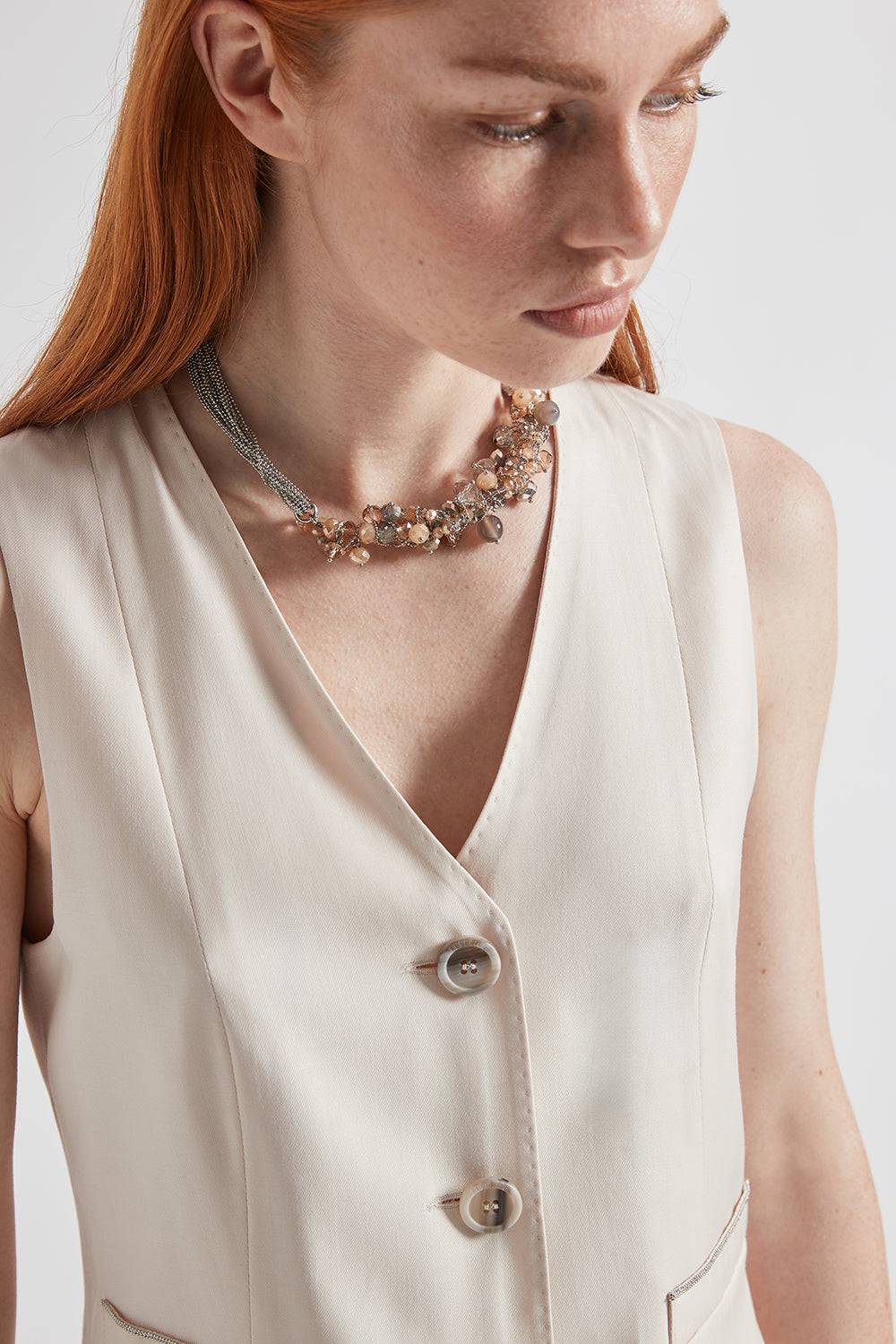Peserico Collana girocollo con demi-cristalli e pietre dure Hotsell