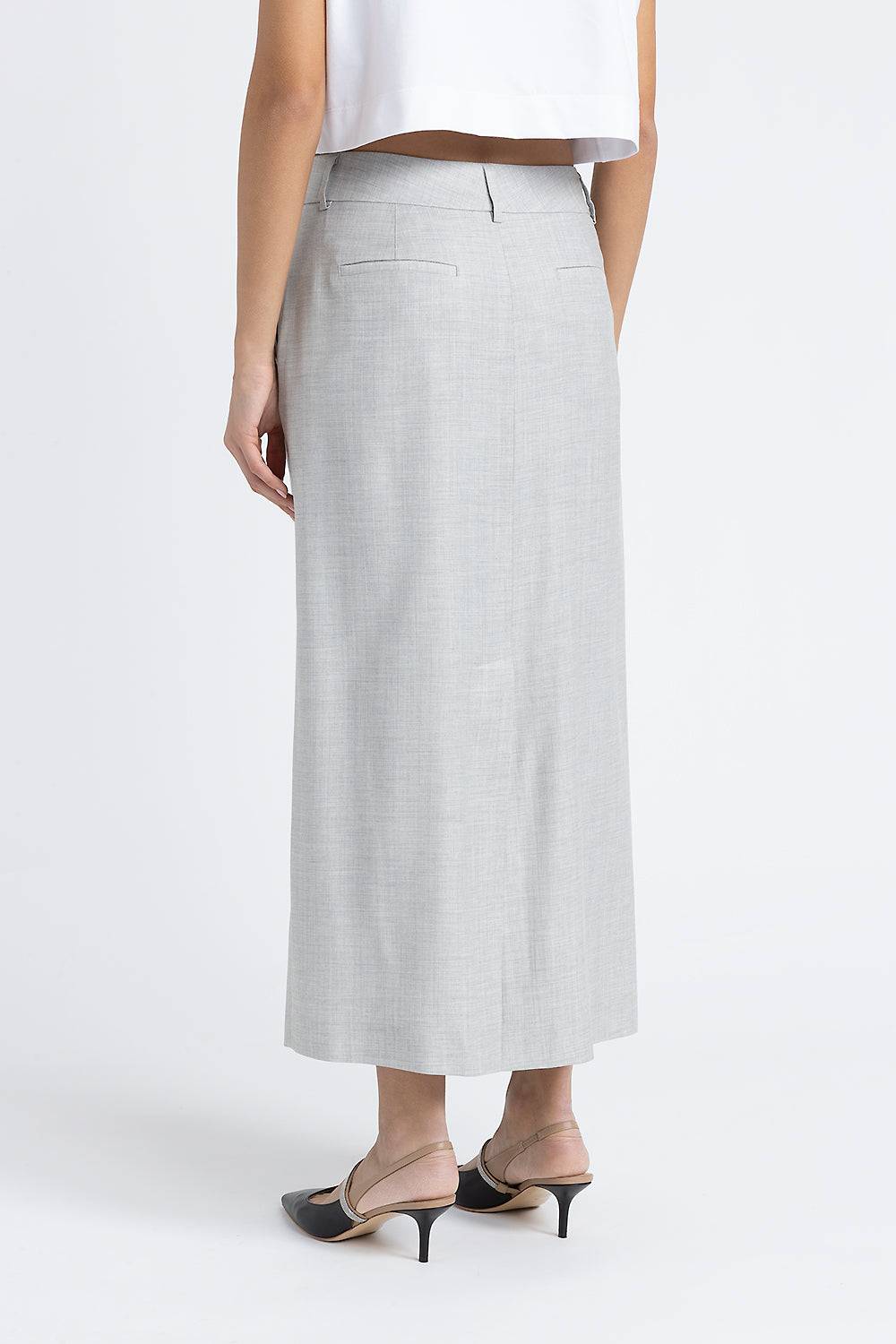 Peserico Gonna lunga diritta in twill di lana e viscosa Moda