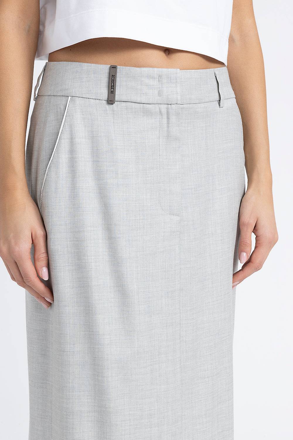 Peserico Gonna lunga diritta in twill di lana e viscosa Moda