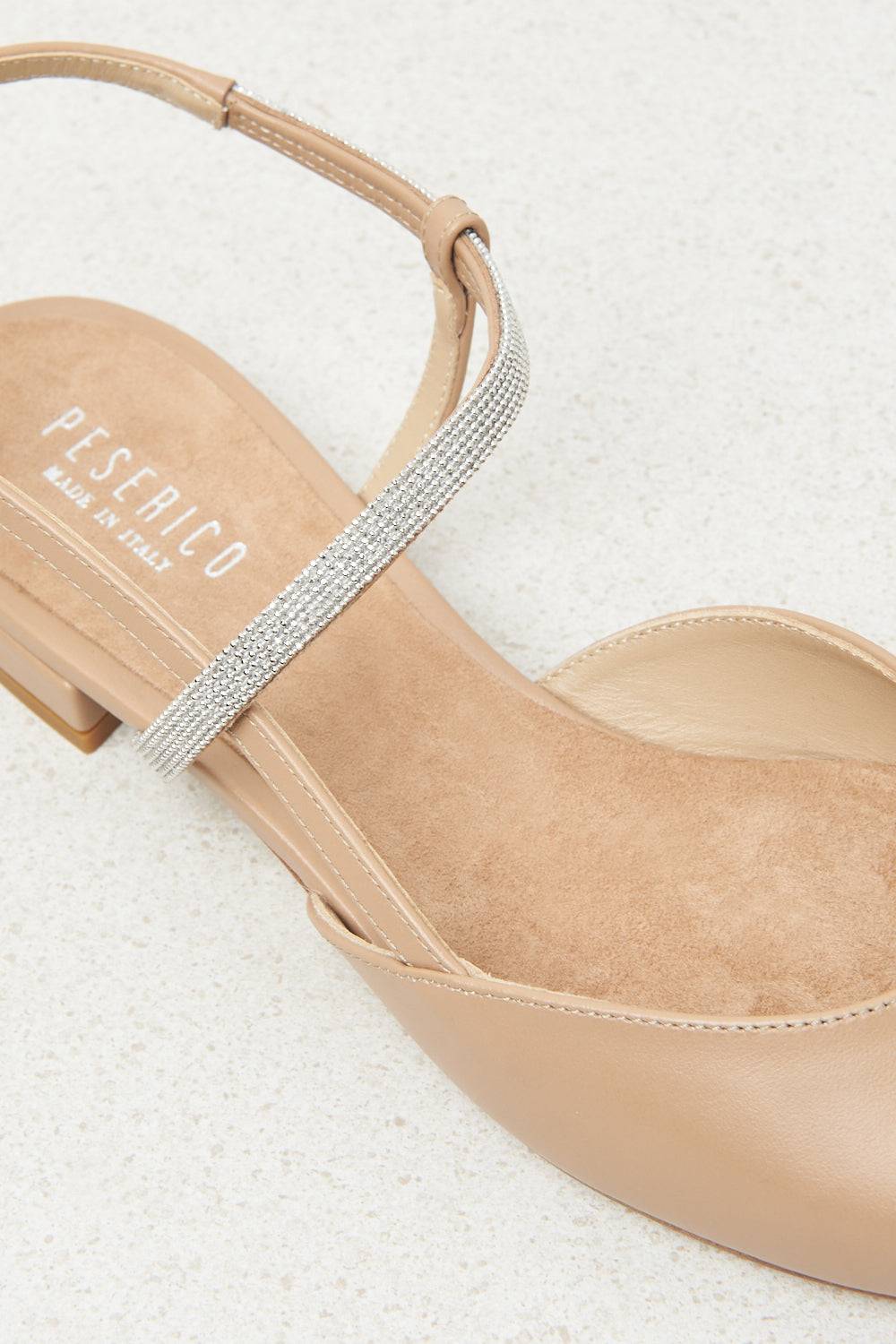 Peserico Ballerine slingback flat in pelle con Punto Luce In Linea