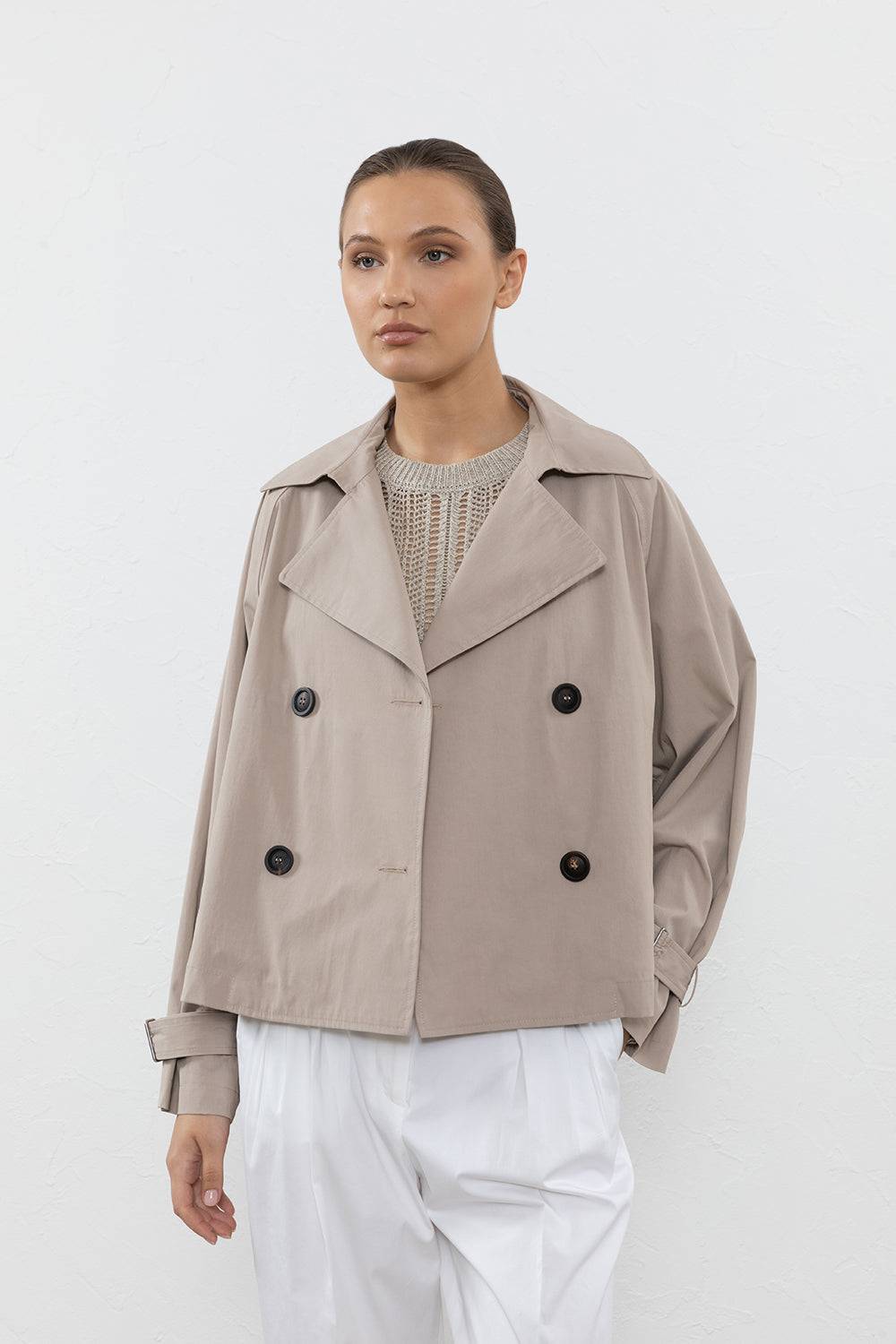 Peserico Trench corto in gabardina di cotone tecnica Vendita