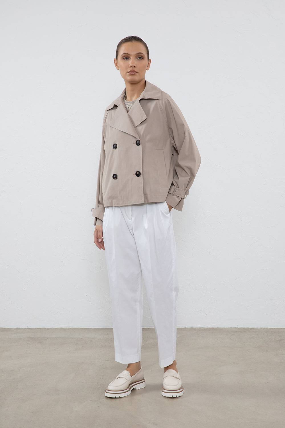 Peserico Trench corto in gabardina di cotone tecnica Vendita