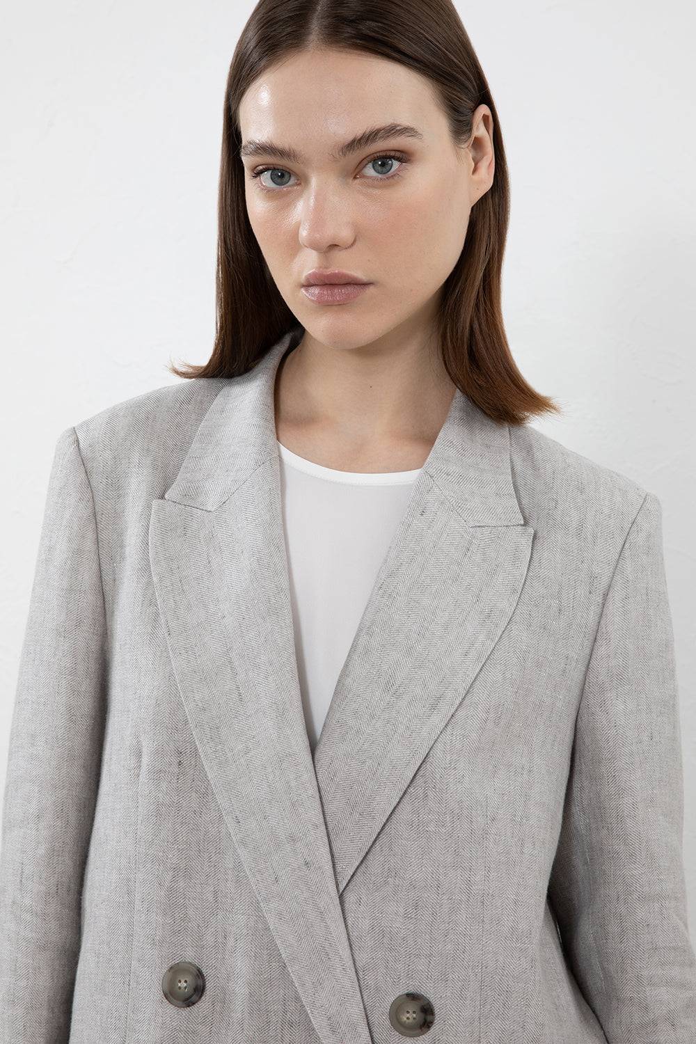 Peserico Blazer doppiopetto in puro lino Pezzi Unici