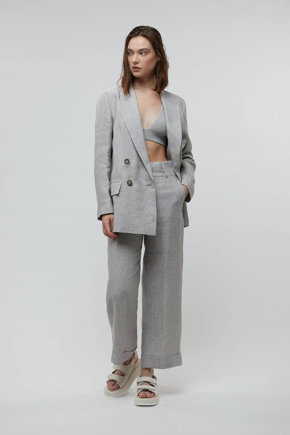 Peserico Blazer doppiopetto in puro lino Pezzi Unici