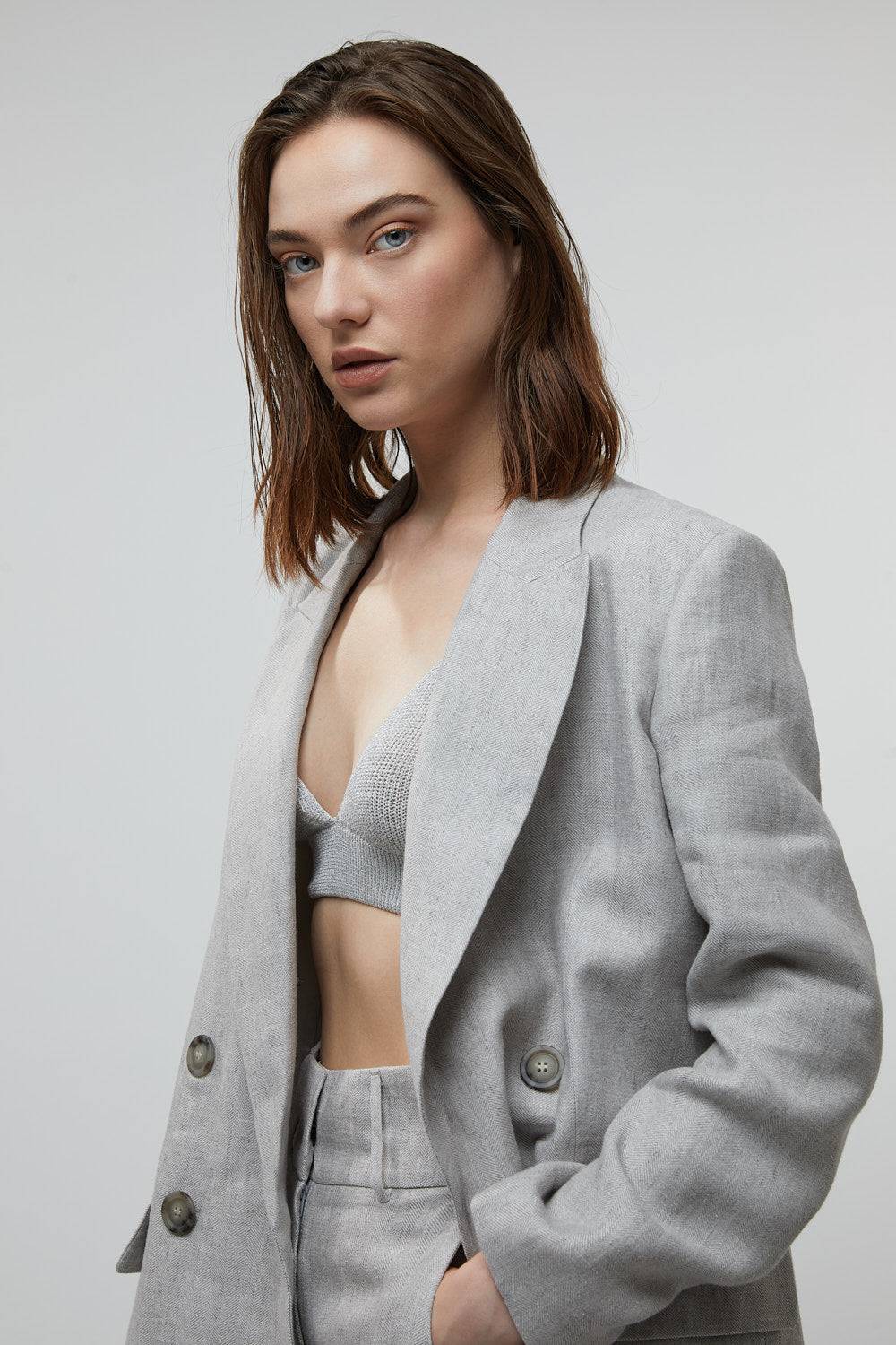Peserico Blazer doppiopetto in puro lino Pezzi Unici
