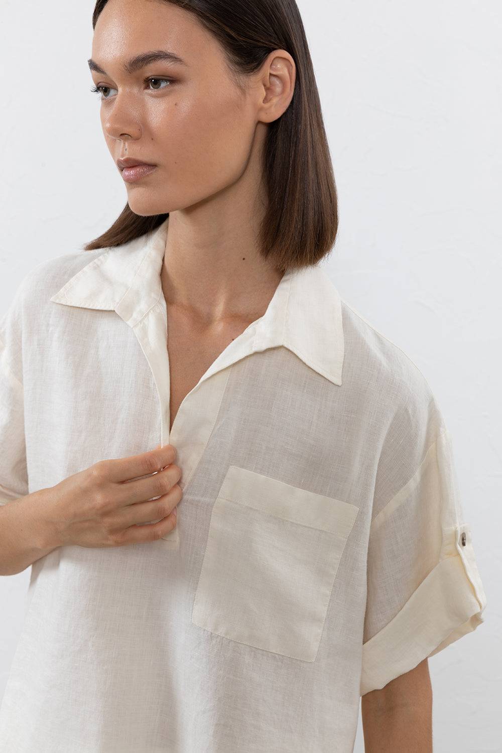 Peserico Blusa in tela di puro lino Shopping Online