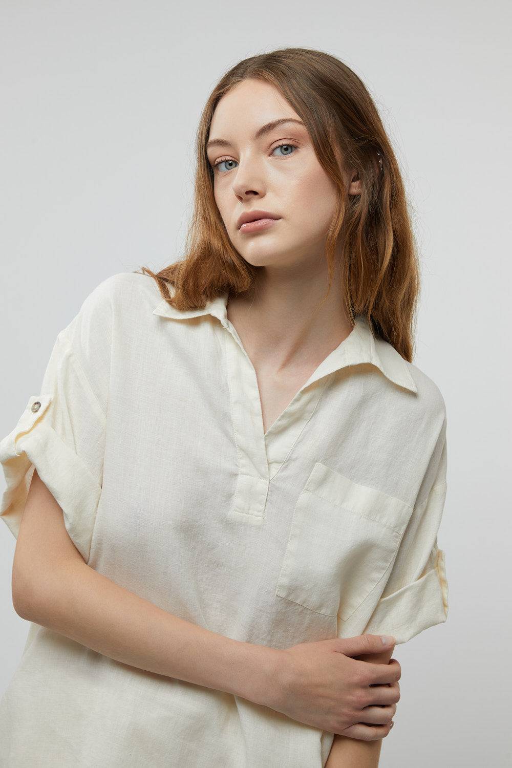 Peserico Blusa in tela di puro lino Shopping Online