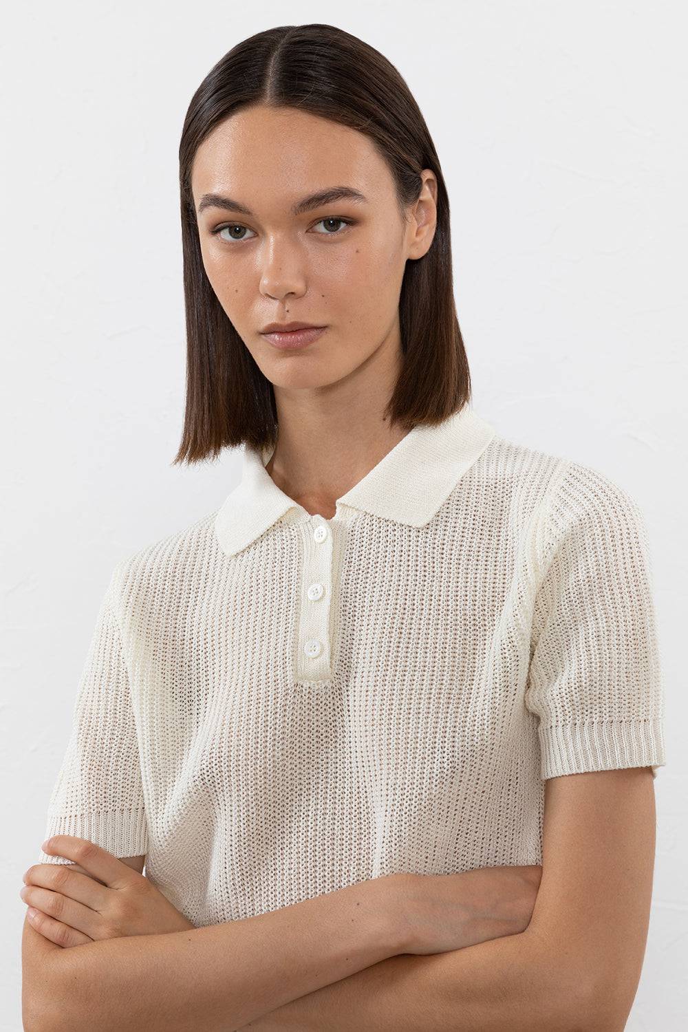 Peserico Maglia in filato di lino cotone crepe melange Online