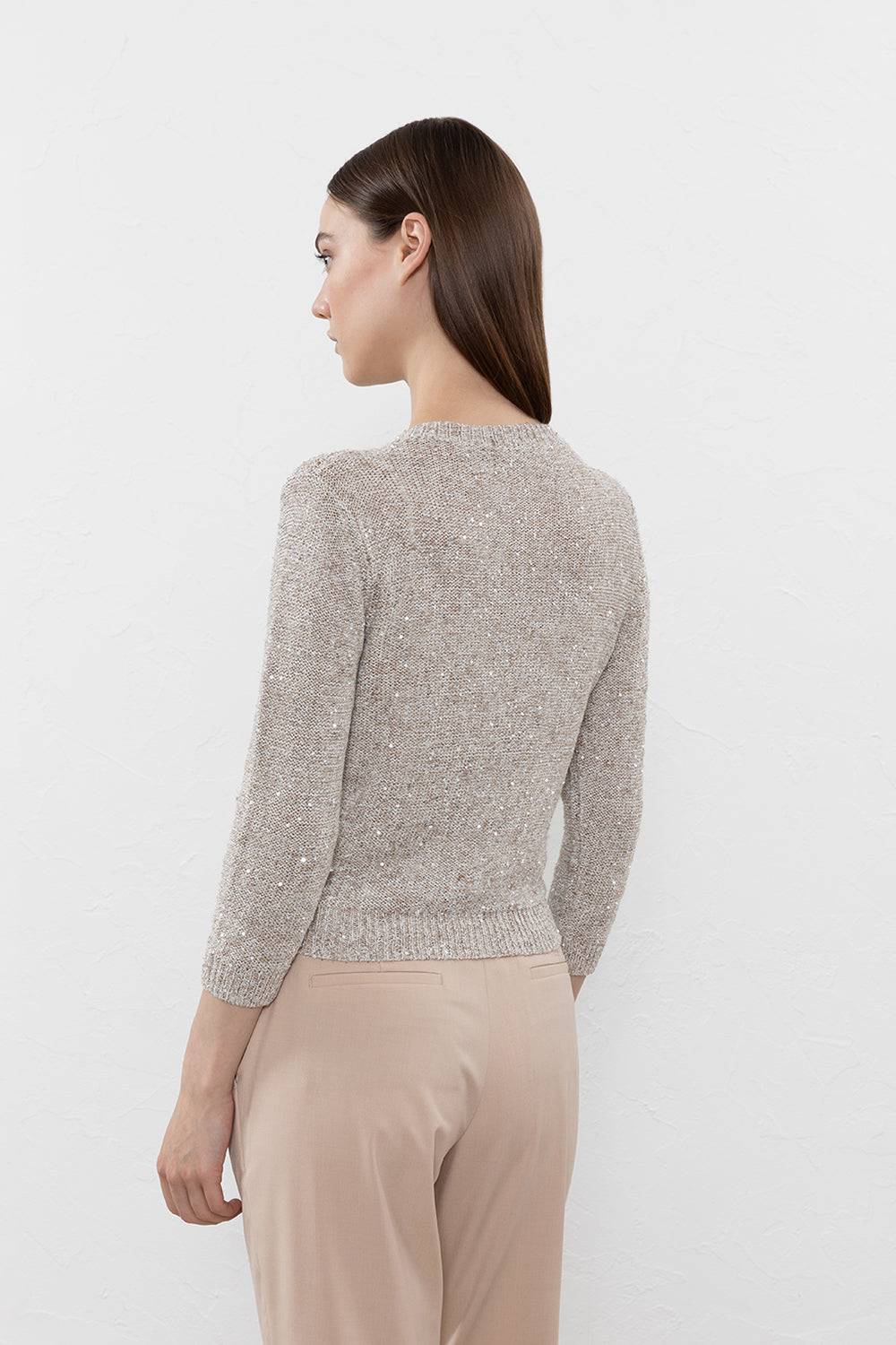 Peserico Maglia in filato di misto lino, viscosa e tencel con paillettes Outlet