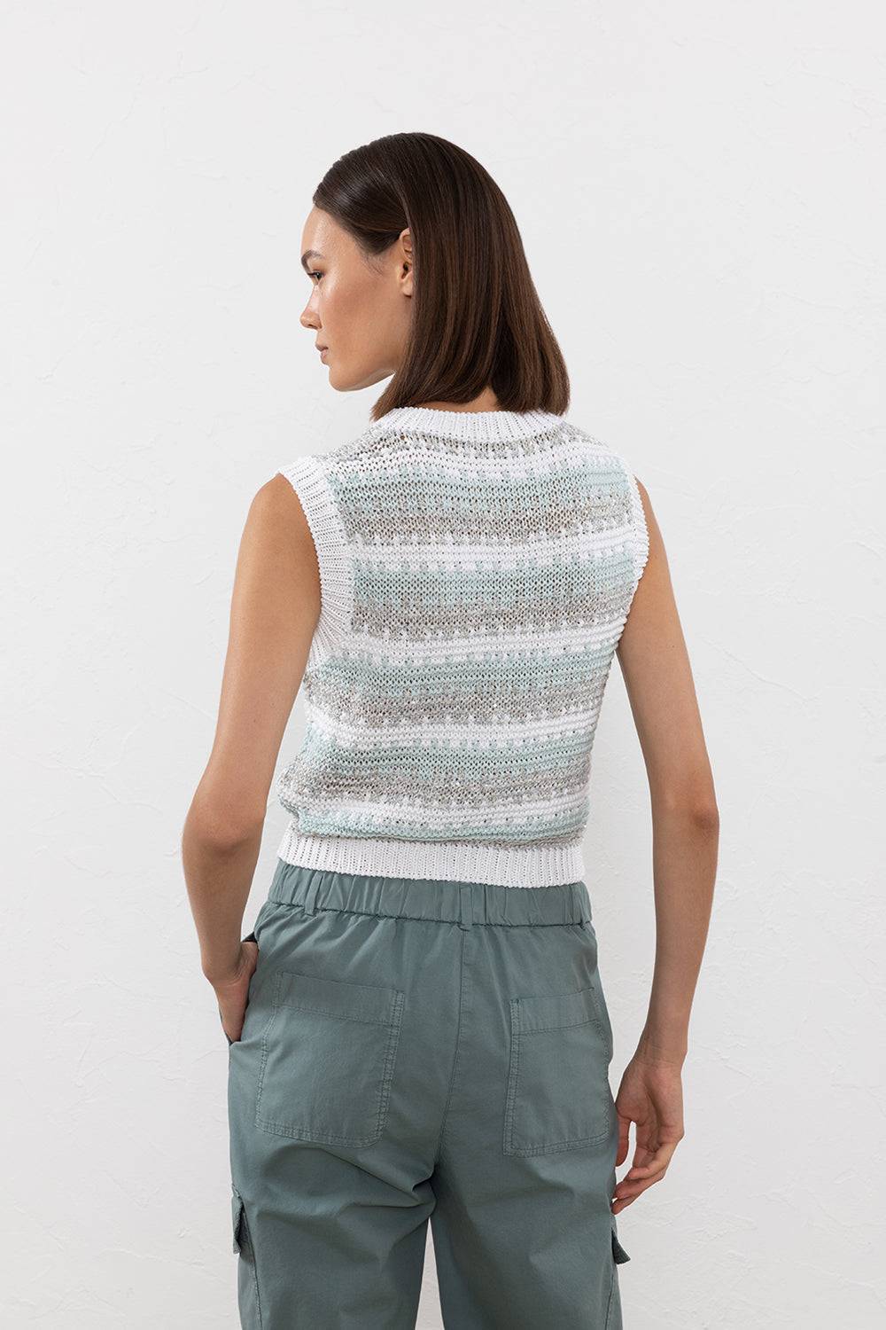 Peserico Top in filato di viscosa, lino, lurex e paillettes Saldi