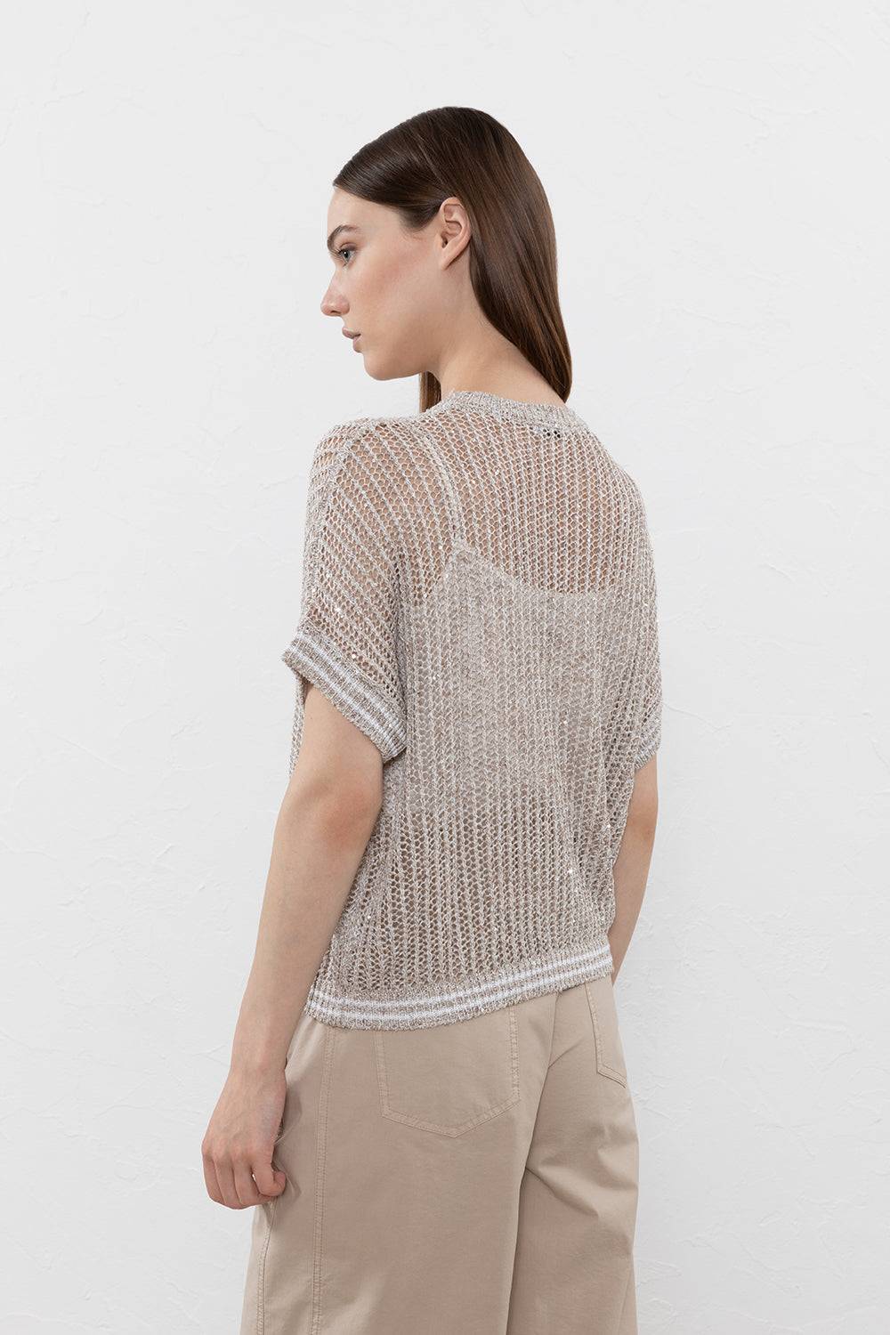 Peserico Maglia in filato di lino, viscosa e paillettes Offerte