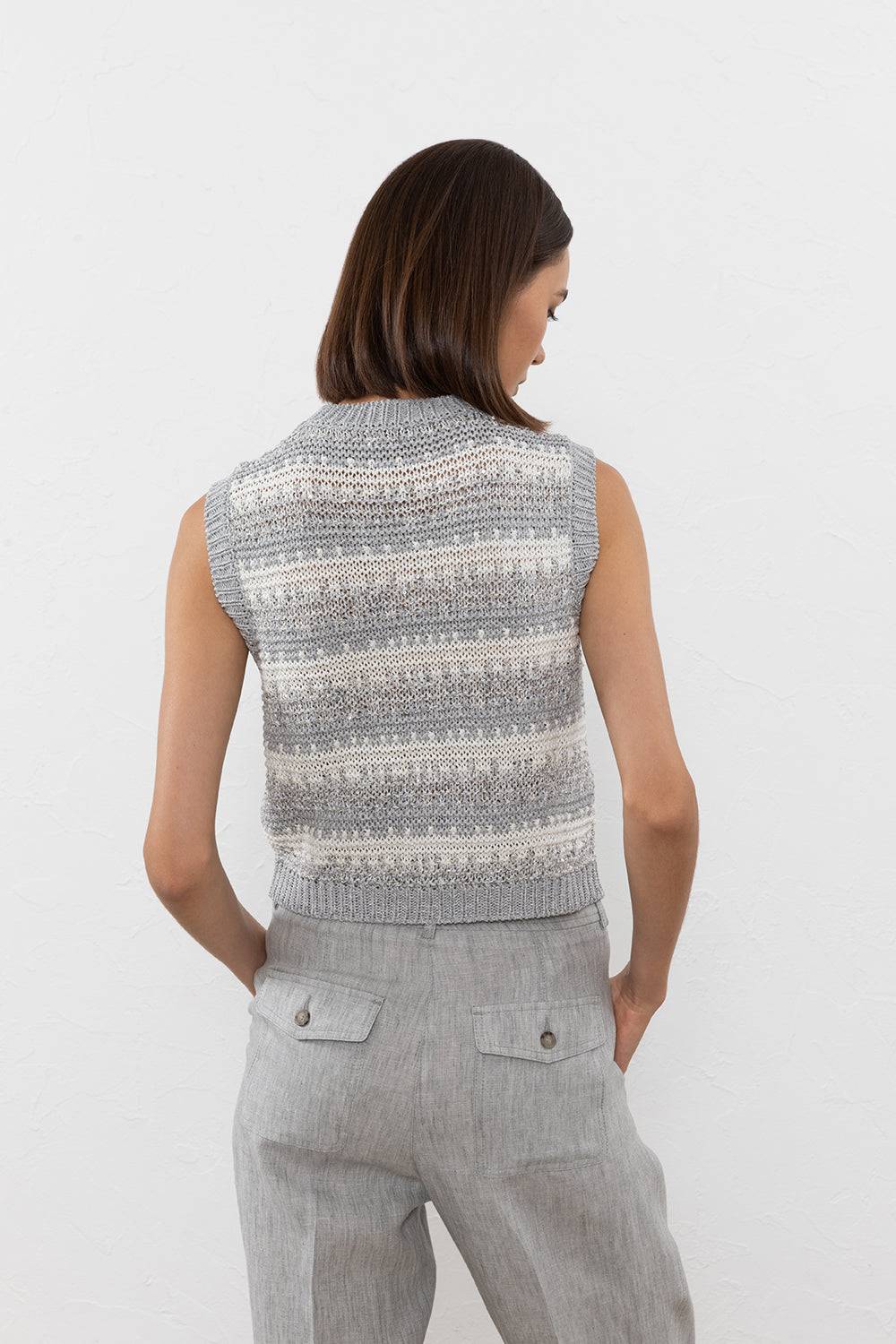 Peserico Top in filato di viscosa, lino, lurex e paillettes In Linea