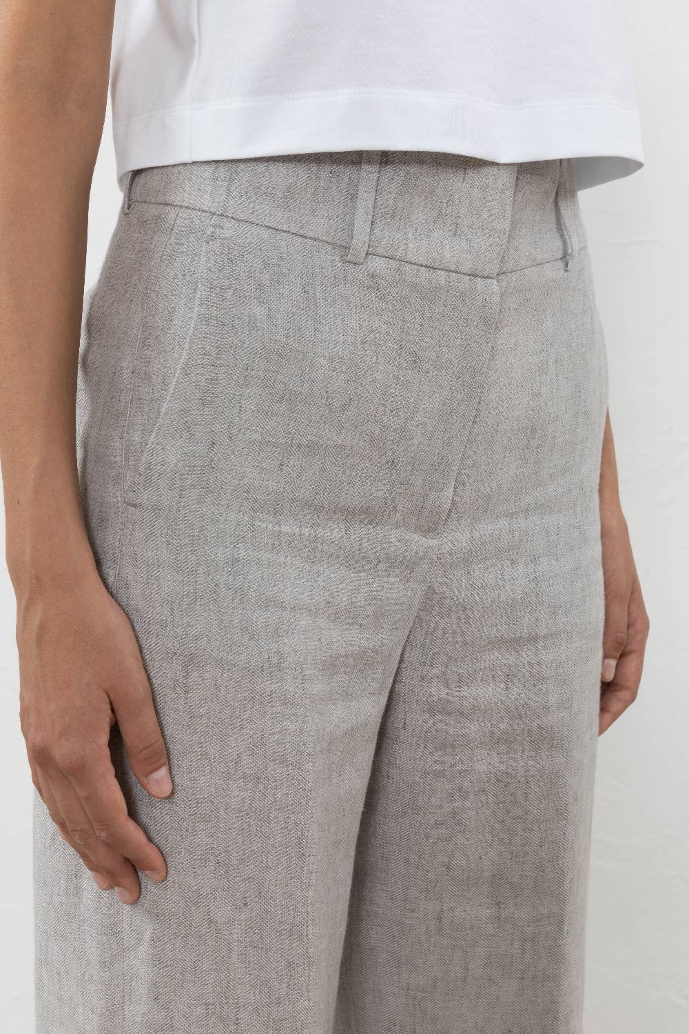 Peserico Pantalone in tela spinata di puro lino Fino Al -60%