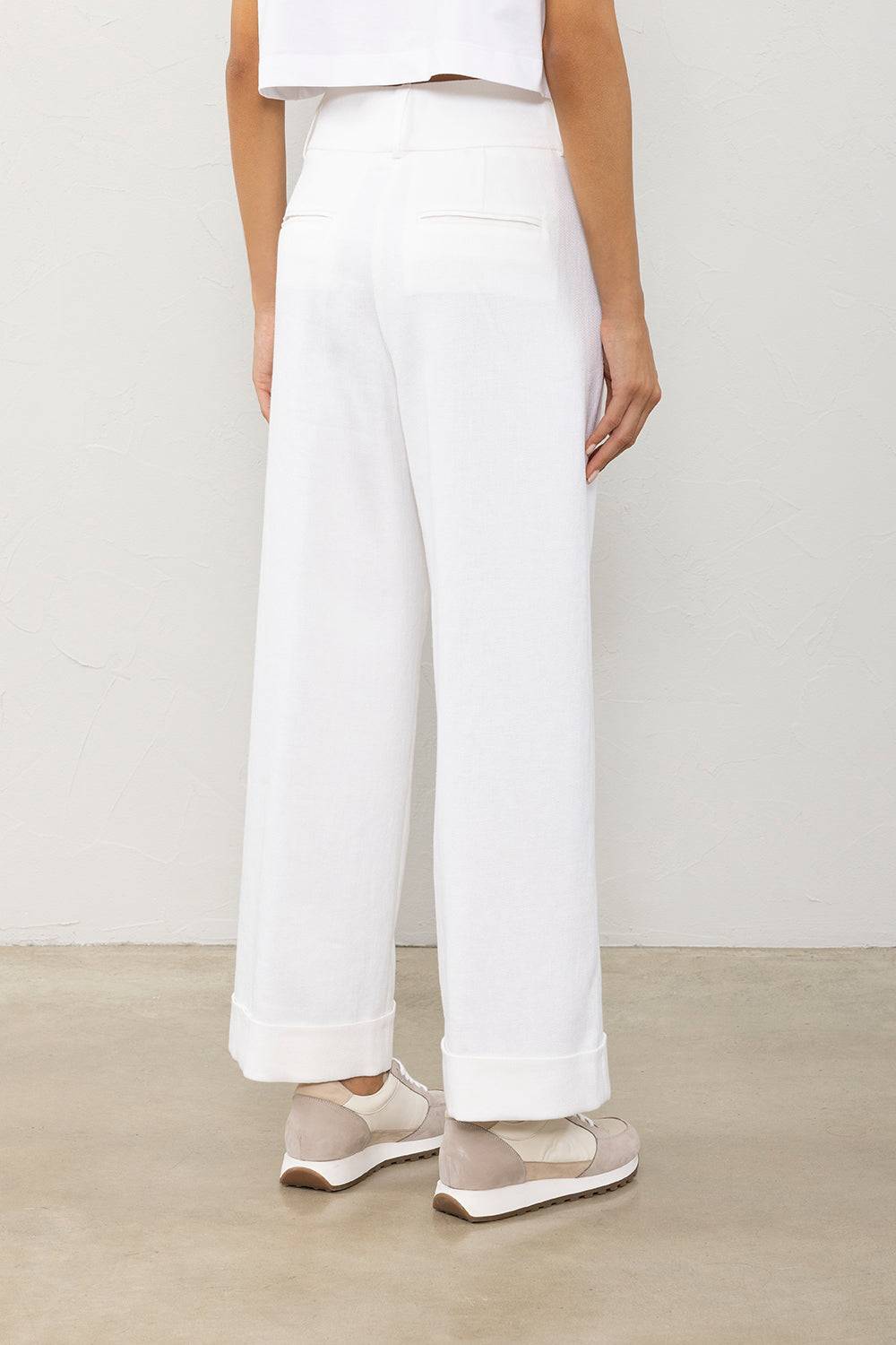 Peserico Pantalone in diagonale fluida di lino viscosa Shopping Online