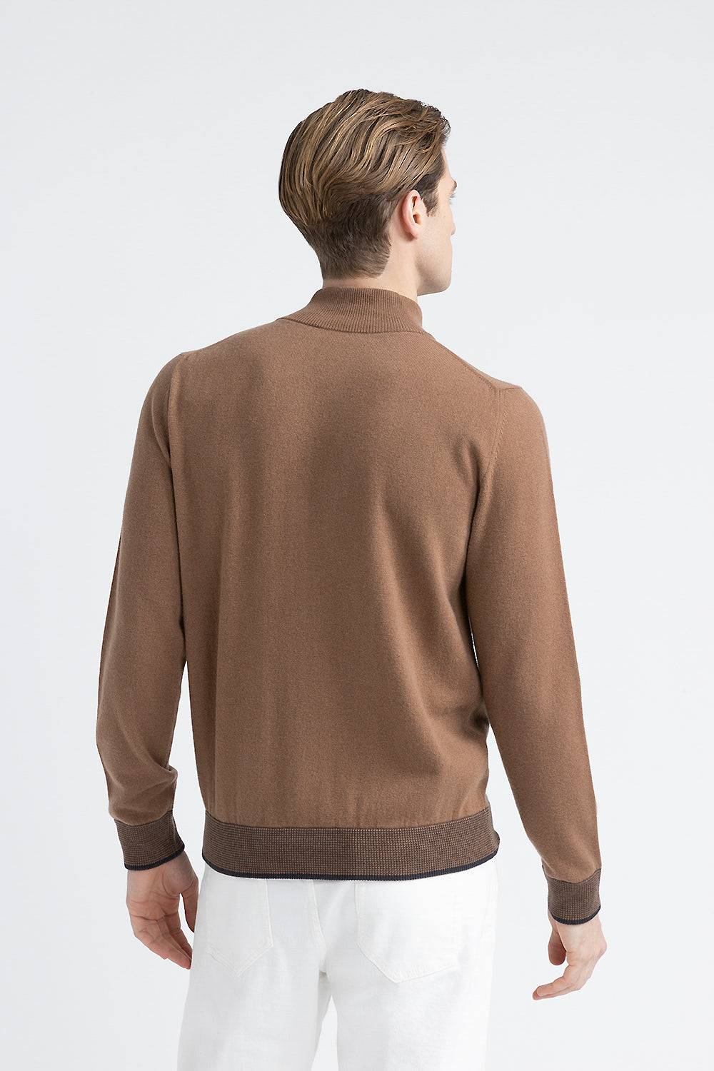Peserico Maglia collo alto con zip in lana, seta e cashmere 2025