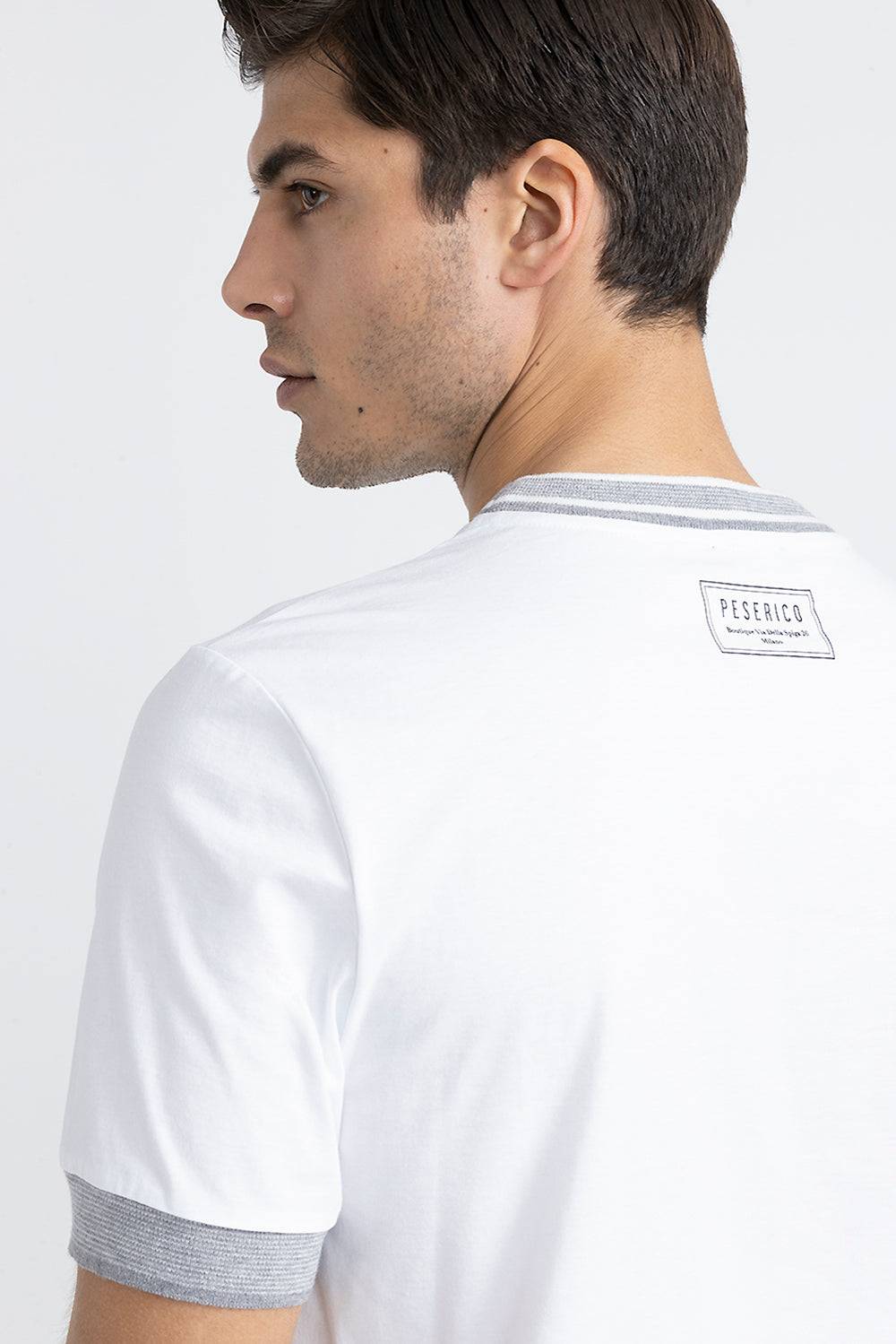 Peserico T-shirt in jersey di cotone con dettagli tricot Vendita