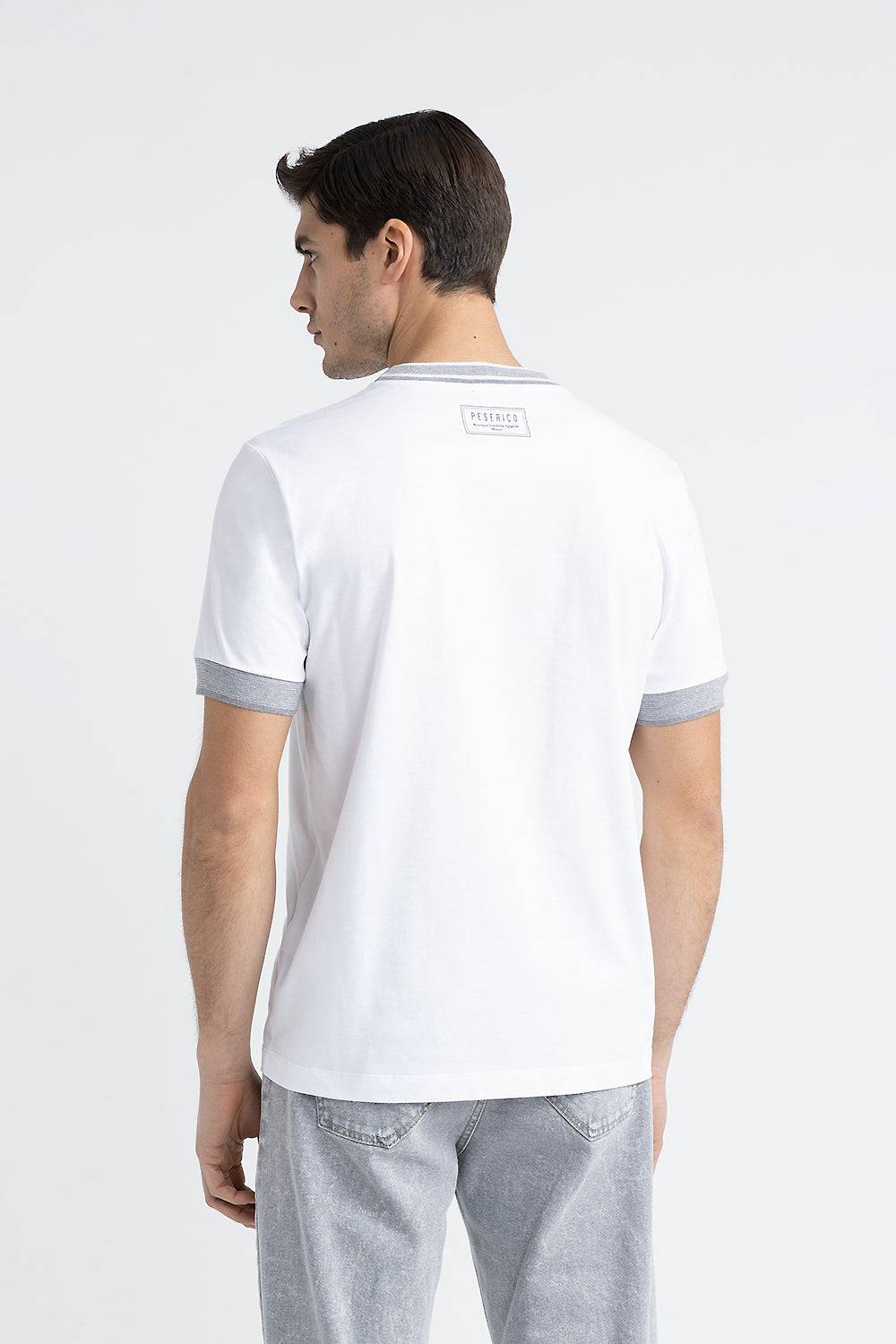 Peserico T-shirt in jersey di cotone con dettagli tricot Vendita