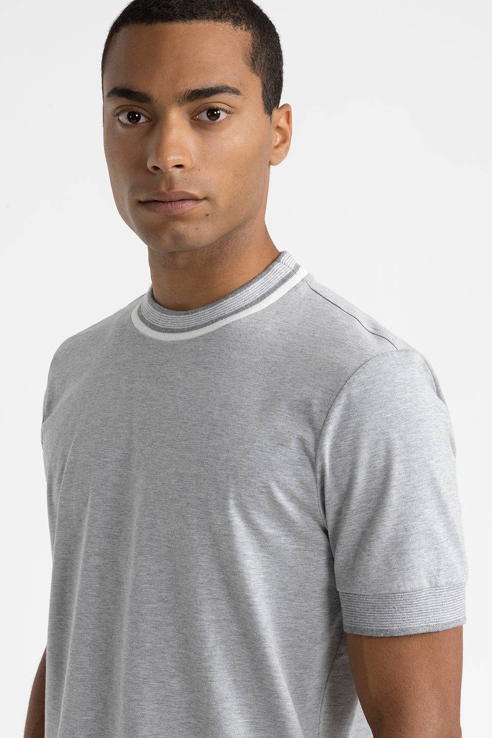 Peserico T-shirt in jersey di cotone con dettagli tricot Promozione