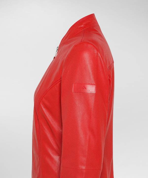 Peuterey Giacca biker lucida in pelle traforata Offerte