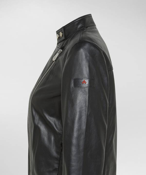 Peuterey Giacca biker in pelle con zip laterale In Saldo