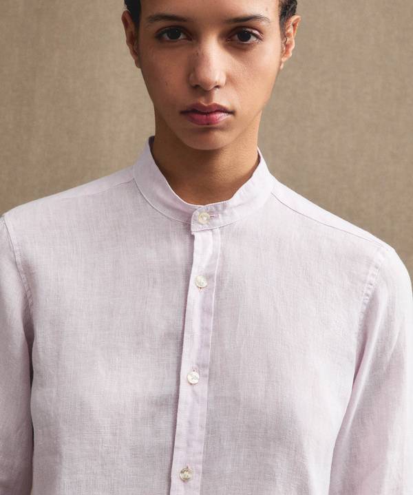 Peuterey Camicia di lino collo alla coreana Outlet