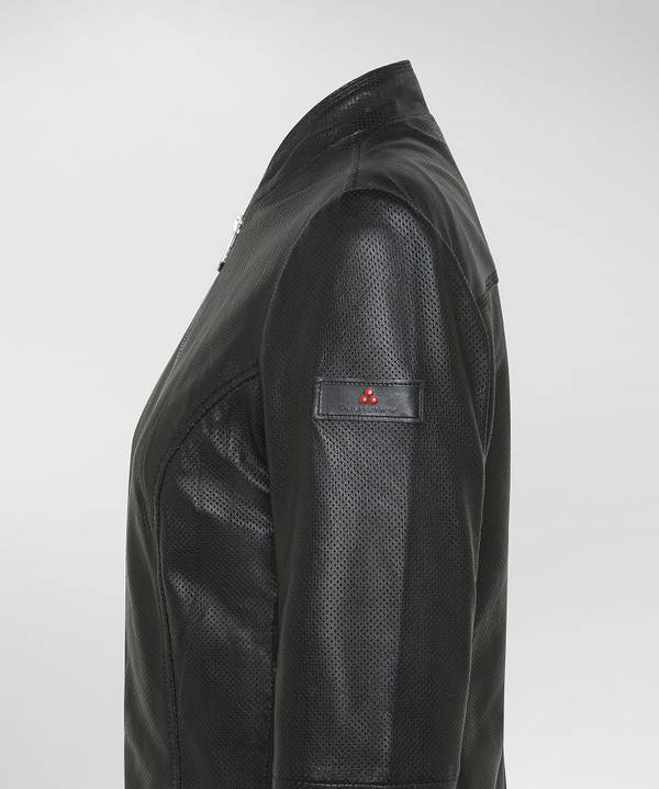 Peuterey Giacca biker lucida in pelle traforata Consegna Veloce