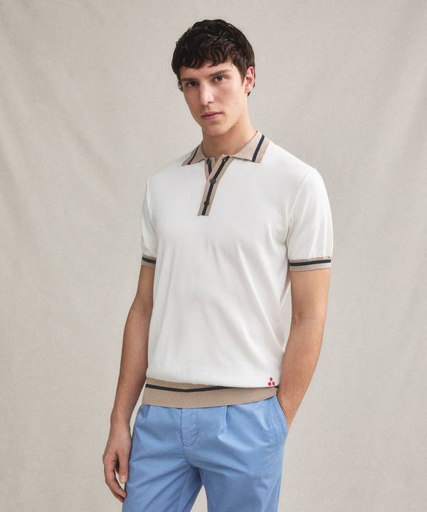 Peuterey Polo in tricot di cotone con dettagli rigati Italia