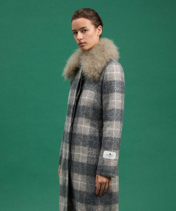 Peuterey Cappotto Checked, Lungo E Avvitato Con Pelliccia Moda