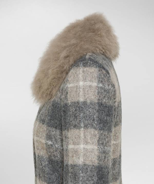 Peuterey Cappotto Checked, Lungo E Avvitato Con Pelliccia Moda