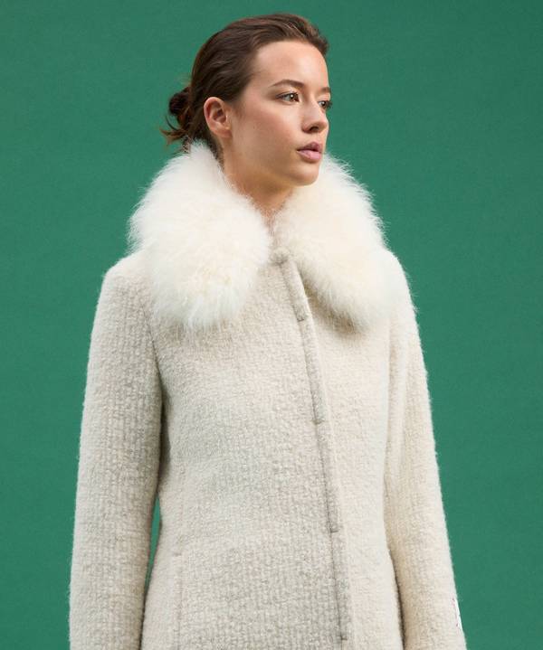 Peuterey Cappotto Lungo Con Collo In Capra Cashmere Italy