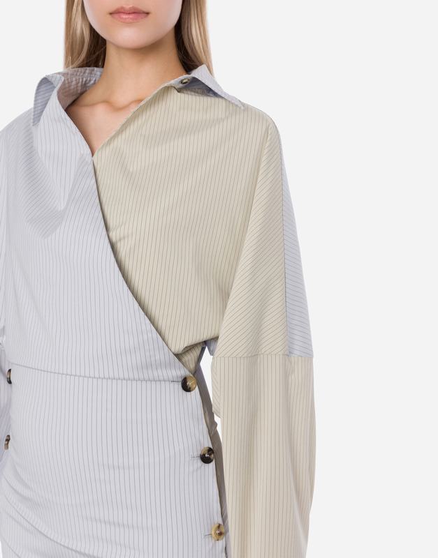 Philosophy Di Lorenzo Serafini Abito in taffetà stretch rigato con bottoni Qualità