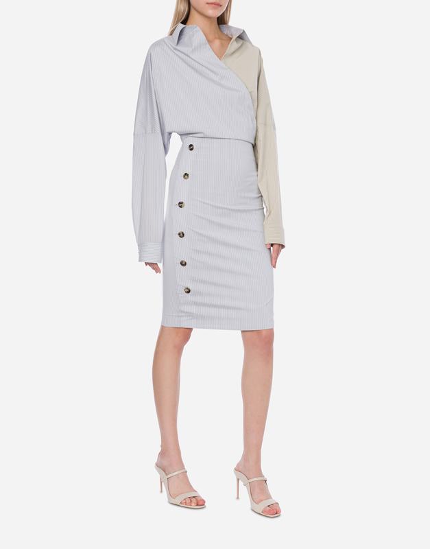 Philosophy Di Lorenzo Serafini Abito in taffetà stretch rigato con bottoni Qualità