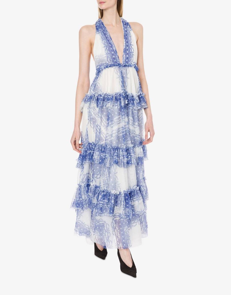 Philosophy Di Lorenzo Serafini Abito a balze in tulle stampato 2025