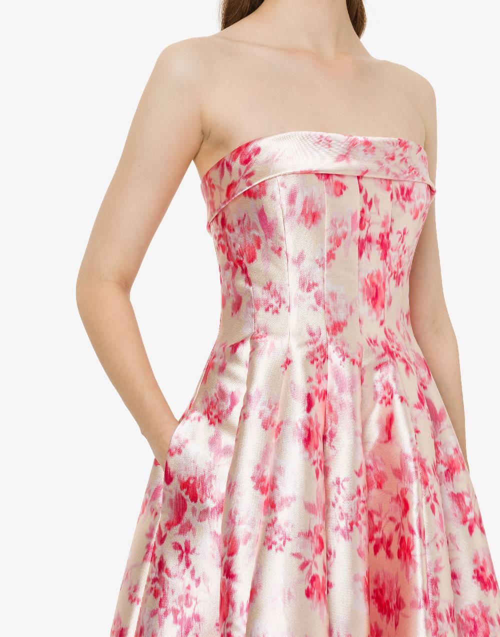 Philosophy Di Lorenzo Serafini Abito bustier in radzmir con stampa fiori 2025