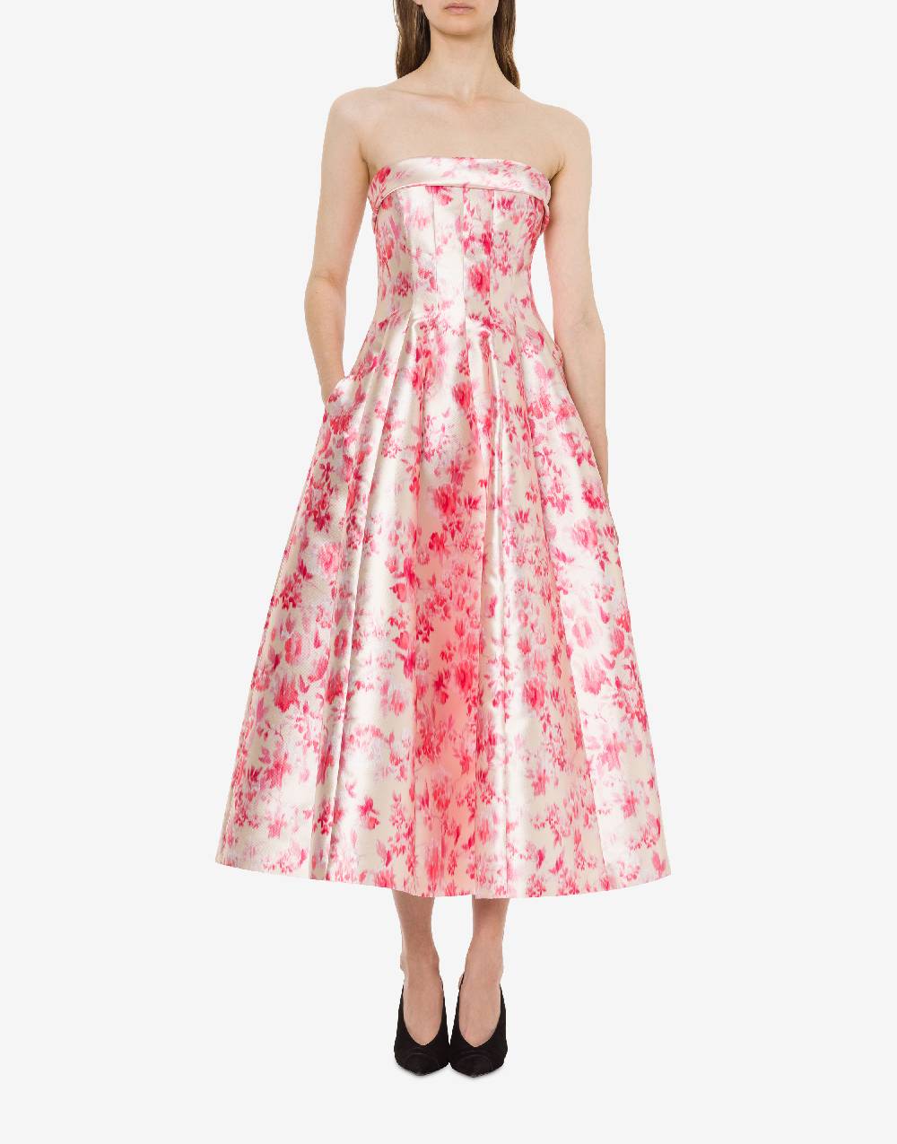 Philosophy Di Lorenzo Serafini Abito bustier in radzmir con stampa fiori 2025