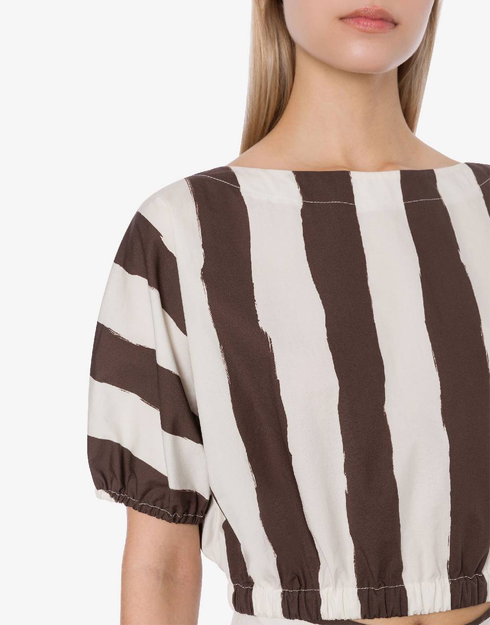 Philosophy Di Lorenzo Serafini Blusa crop a righe in cotone stretch Promozione Limitata