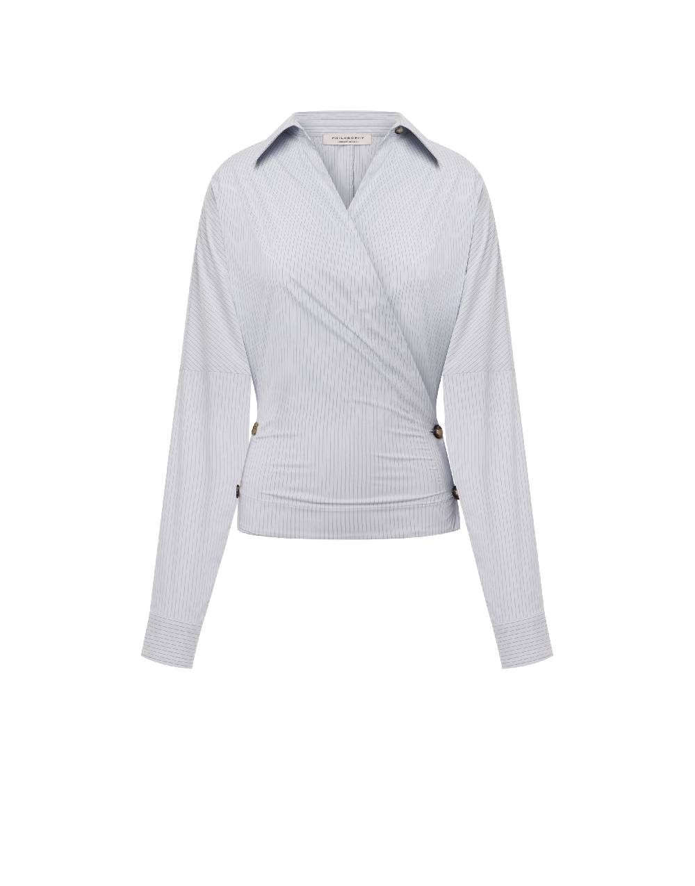 Philosophy Di Lorenzo Serafini Camicia in taffetà stretch con bottoni Prezzo Ridotto