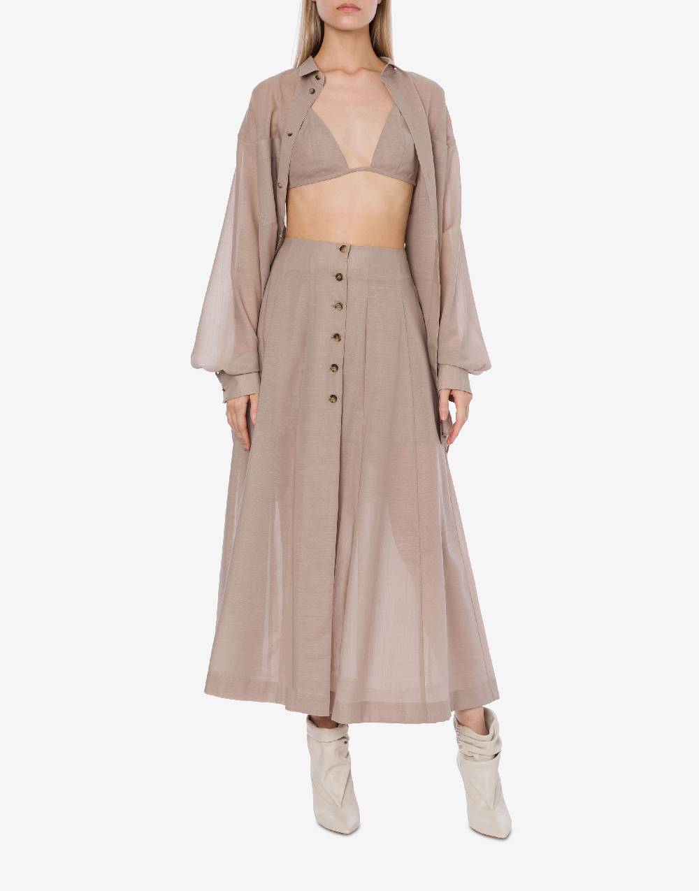 Philosophy Di Lorenzo Serafini Gonna in voile di lana con bottoni In Vendita