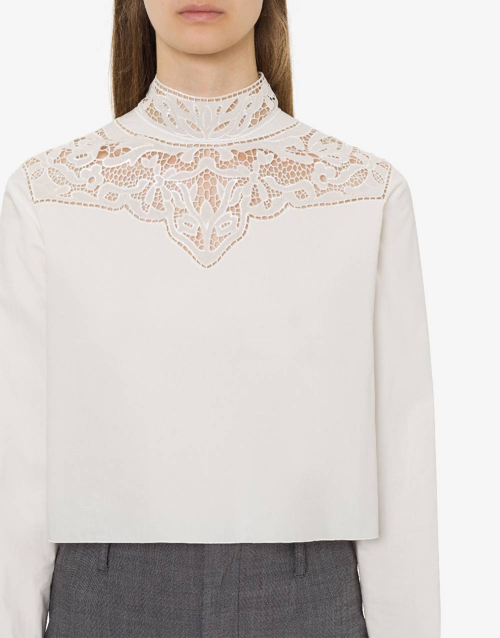 Philosophy Di Lorenzo Serafini Camicia crop in popeline con ricamo Vendita Economica