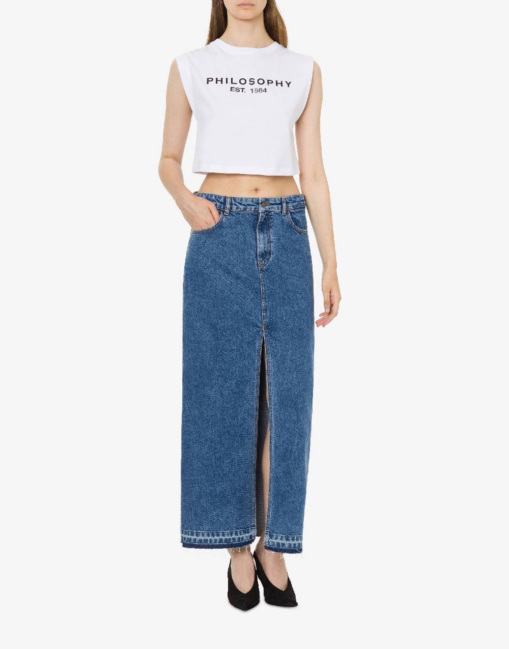 Philosophy Di Lorenzo Serafini Top crop in jersey con logo Negozio