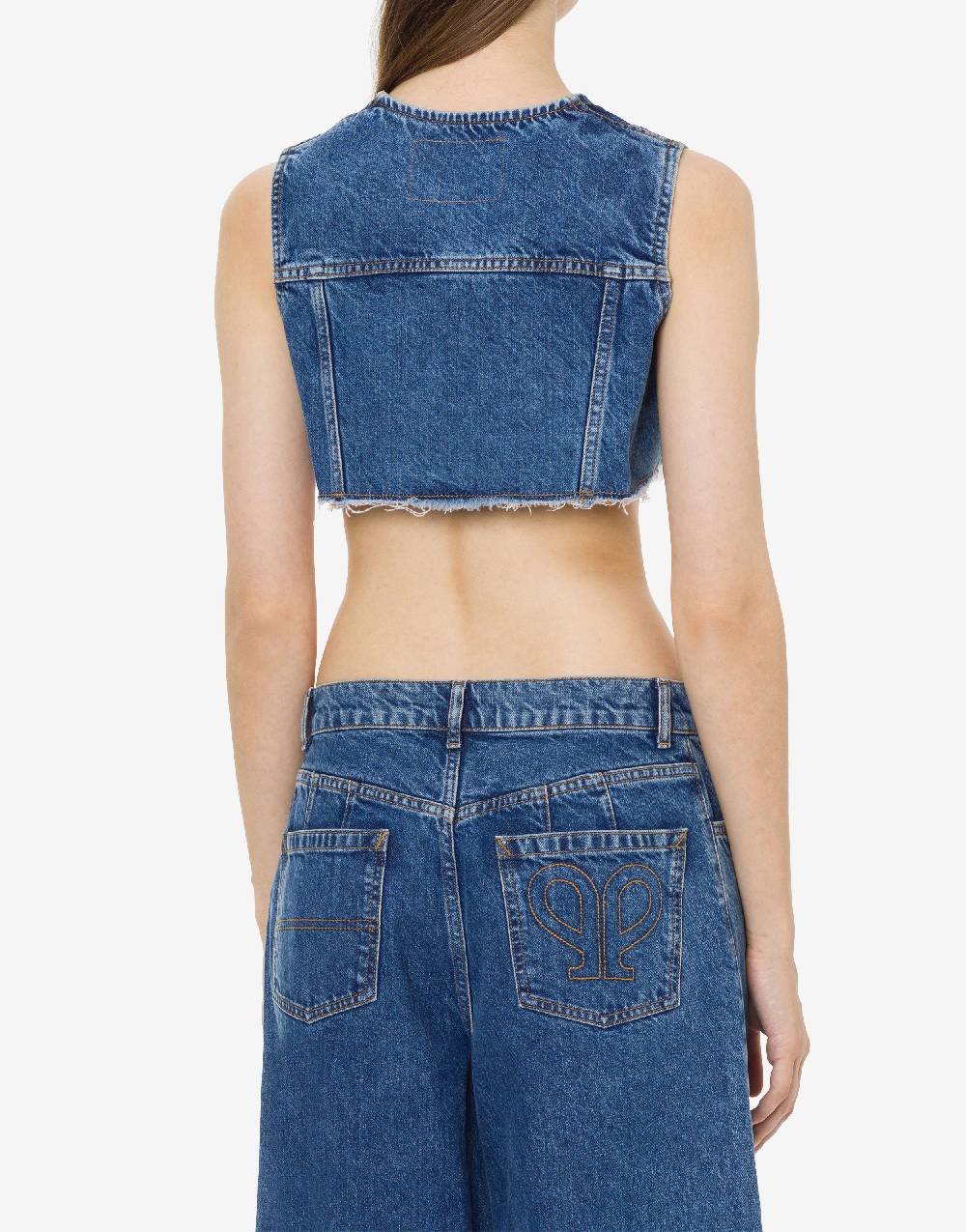 Philosophy Di Lorenzo Serafini Gilet crop in denim Moda