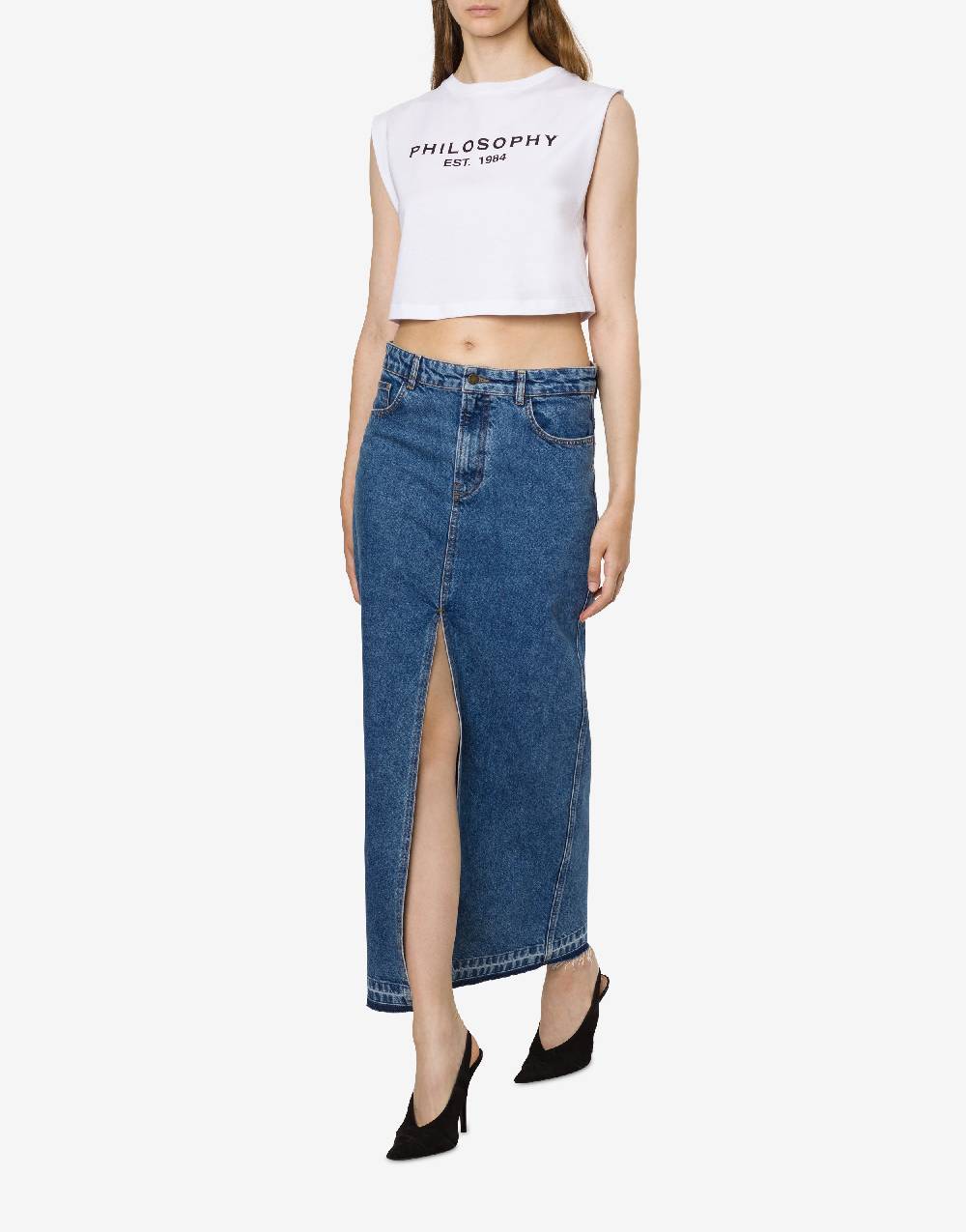 Philosophy Di Lorenzo Serafini Gonna in denim con spacco In Linea