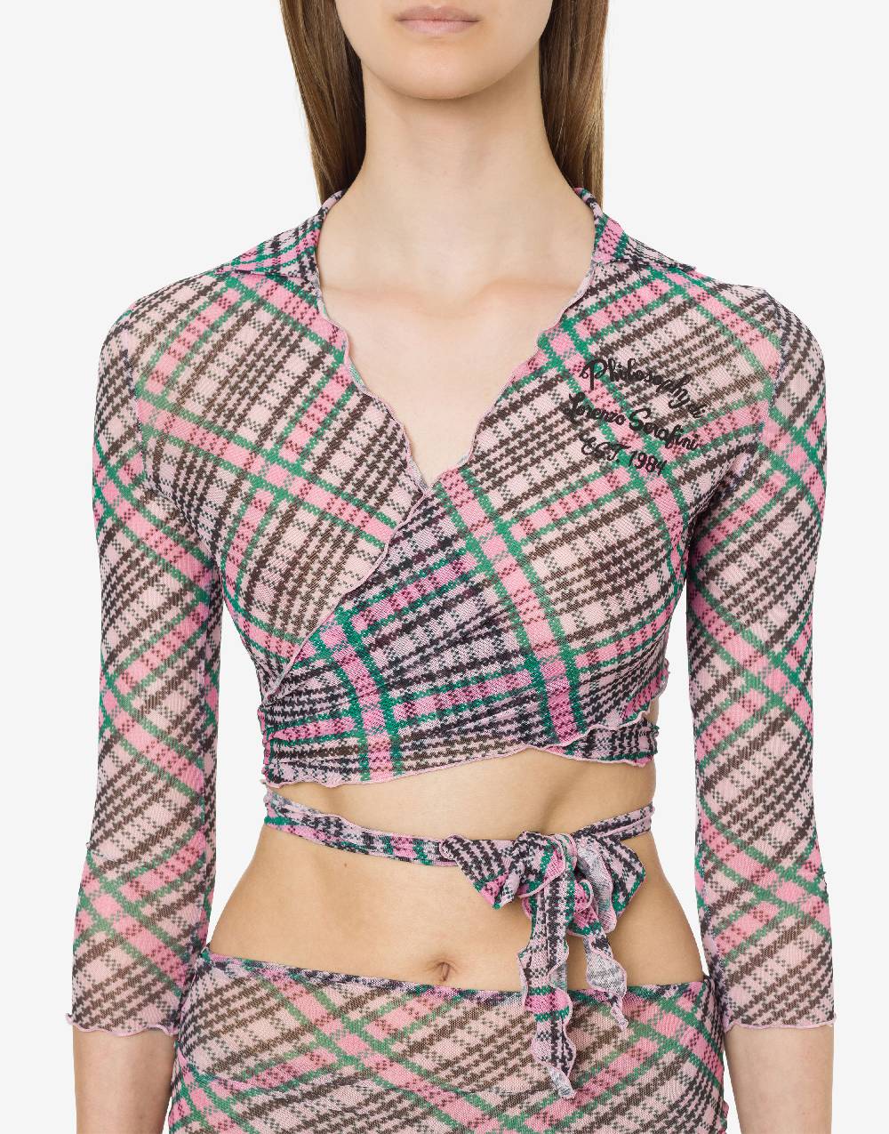 Philosophy Di Lorenzo Serafini Crop top beachwear in tulle Check Prezzo Ridotto
