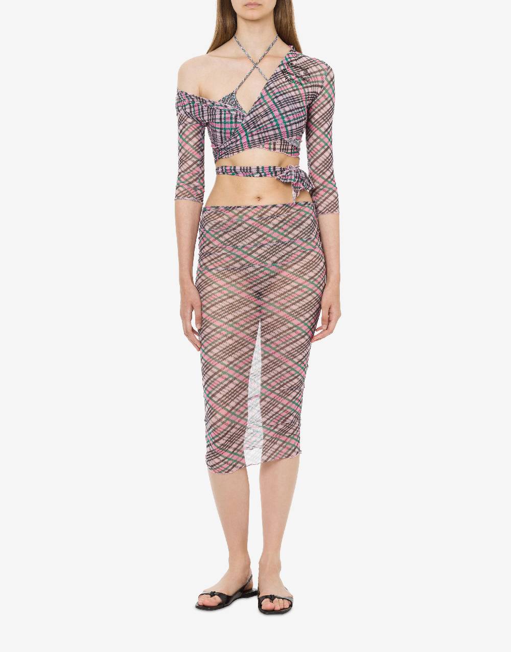 Philosophy Di Lorenzo Serafini Crop top beachwear in tulle Check Prezzo Ridotto