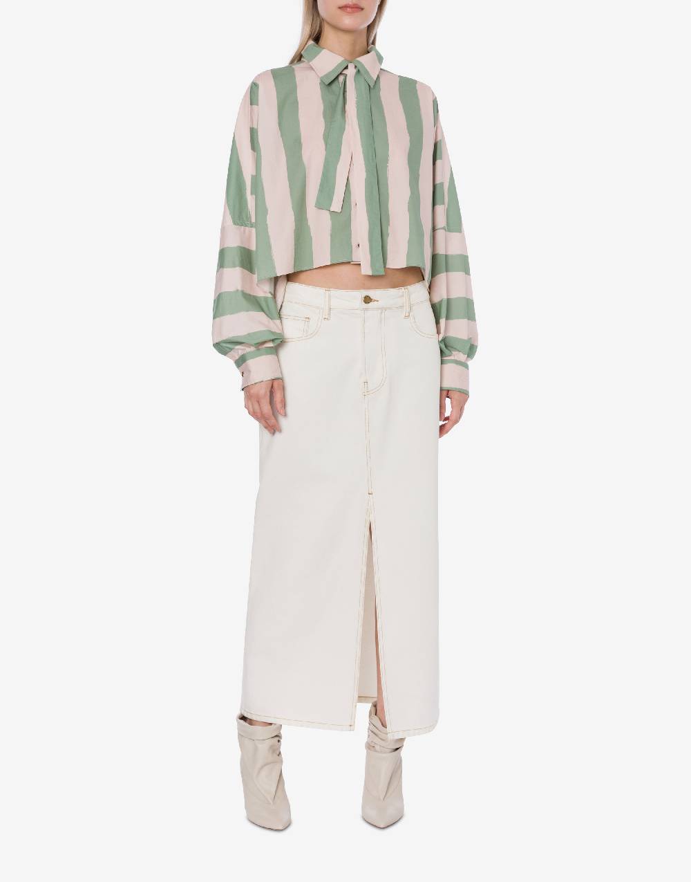 Philosophy Di Lorenzo Serafini Camicia crop a righe in cotone stretch In Saldo