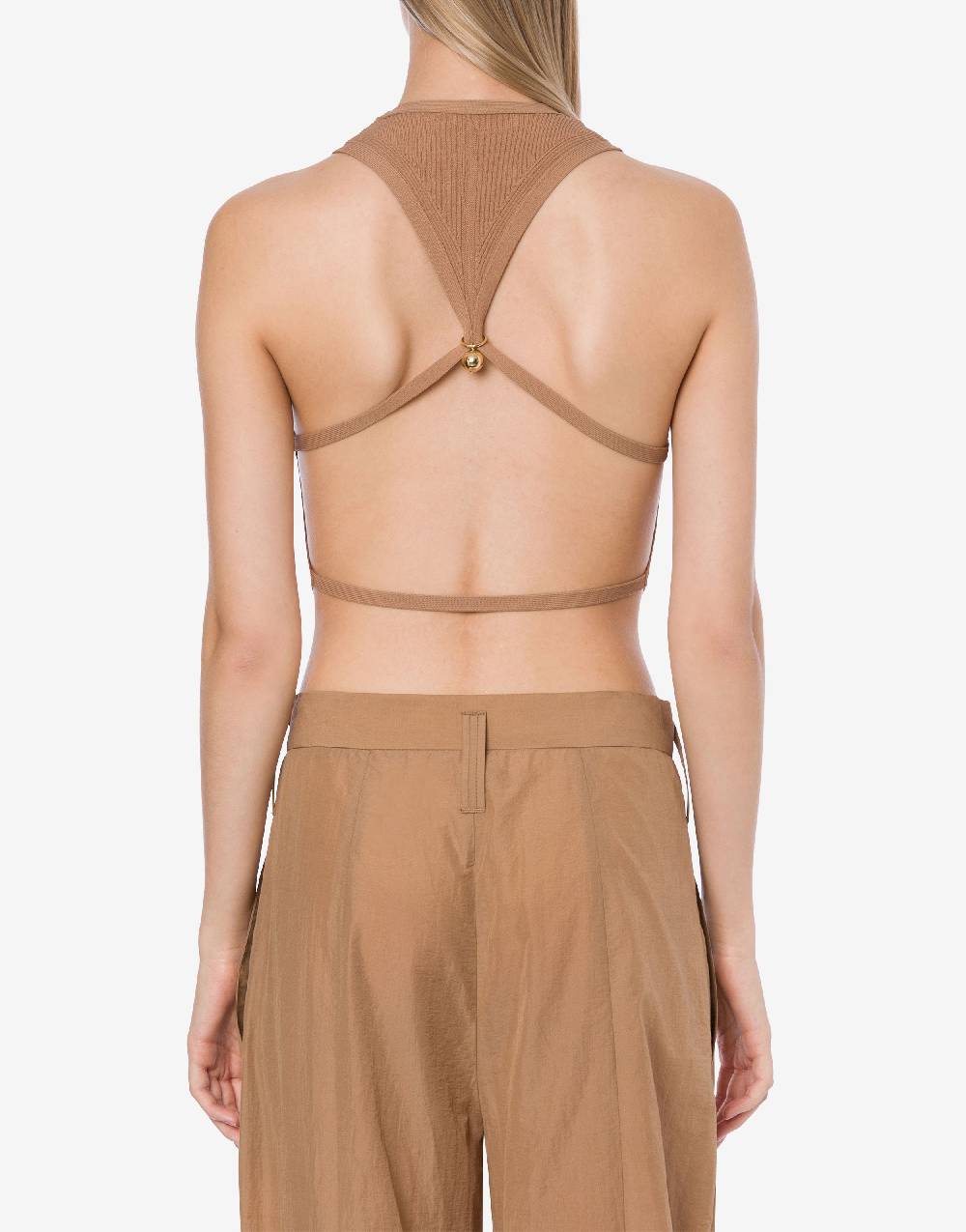Philosophy Di Lorenzo Serafini Top crop a costine stretch con piercing Online