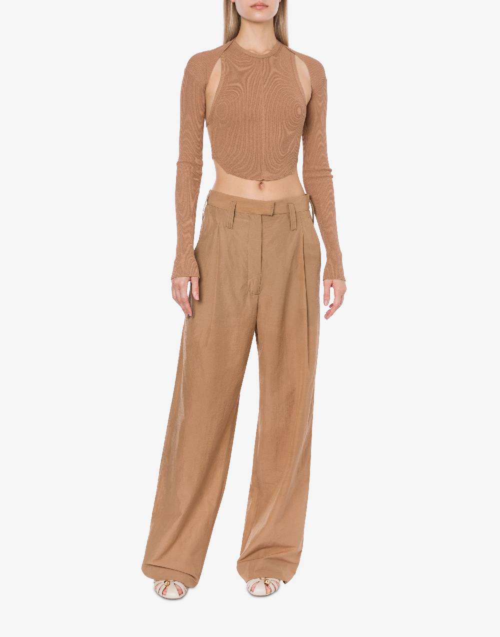Philosophy Di Lorenzo Serafini Top crop a costine stretch con piercing Online