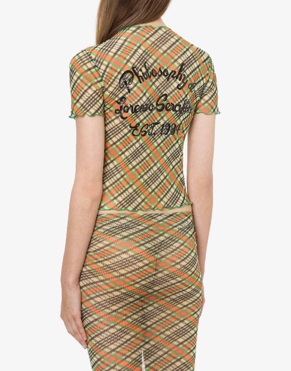 Philosophy Di Lorenzo Serafini T-shirt beachwear in tulle Check Nuovo