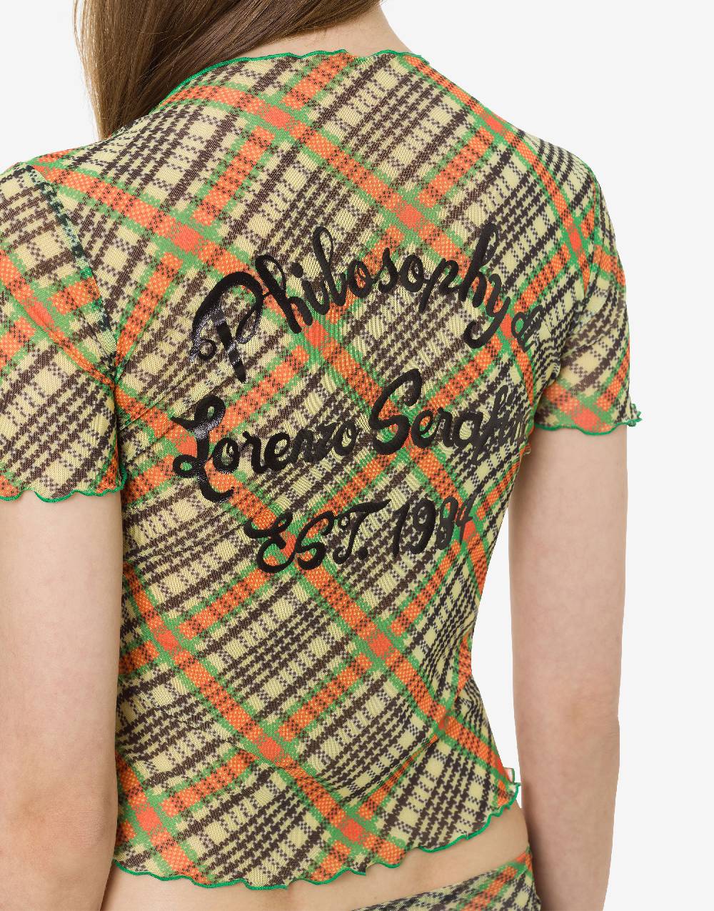 Philosophy Di Lorenzo Serafini T-shirt beachwear in tulle Check Nuovo